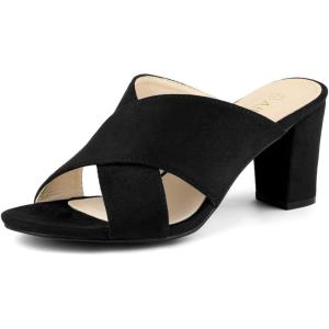 imageAllegra K Womens Crisscross Strap Block Heel Slide SandalsBlack