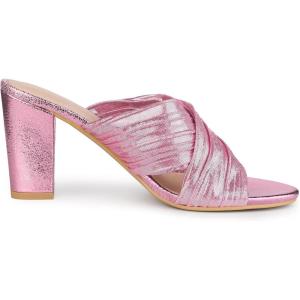 imageAllegra K Womens Crisscross Strap Slip on Block Heel Slide SandalsHot Pink