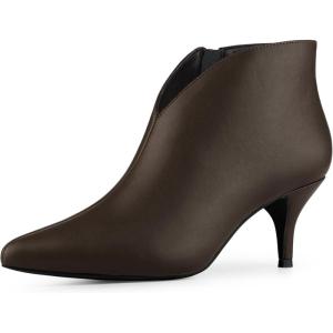 imageAllegra K Womens Cutout Pointy Toe Stiletto Heels Boots Ankle BootiesCoffee