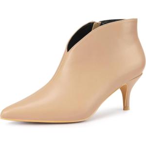 imageAllegra K Womens Cutout Pointy Toe Stiletto Heels Boots Ankle BootiesNude