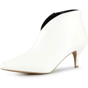 imageAllegra K Womens Cutout Pointy Toe Stiletto Heels Boots Ankle BootiesWhite