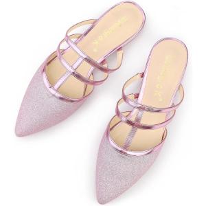 imageAllegra K Womens Glitter Pointed Toe Flat MulesPink