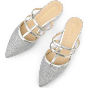 imageAllegra K Womens Glitter Pointed Toe Flat MulesSilver