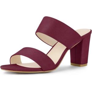imageAllegra K Womens Opened Toe Block Heeled Slide SandalsBurgundy