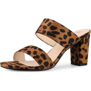 imageAllegra K Womens Opened Toe Block Heeled Slide SandalsLeopard