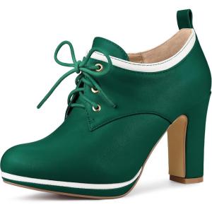imageAllegra K Womens Platform Lace Up Chunky Heels Ankle BootsGreen