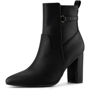 imageAllegra K Womens Pointed Toe Chunky High Heels Ankle BootsBlack