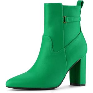 imageAllegra K Womens Pointed Toe Chunky High Heels Ankle BootsGrass Green
