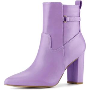 imageAllegra K Womens Pointed Toe Chunky High Heels Ankle BootsPurple