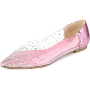 imageAllegra K Womens Pointed Toe Clear Rhinestone Ballet FlatsPink