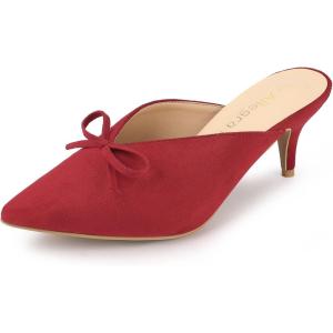 imageAllegra K Womens Pointed Toe Mid Slides Heel MulesRed