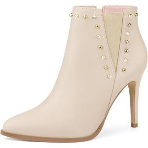 imageAllegra K Womens Pointed Toe Stiletto Heels Heel Chelsea Ankle BootsBeige