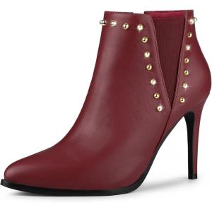 imageAllegra K Womens Pointed Toe Stiletto Heels Heel Chelsea Ankle BootsBurgundy