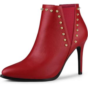 imageAllegra K Womens Pointed Toe Stiletto Heels Heel Chelsea Ankle BootsRed