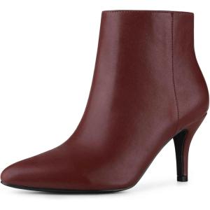 imageAllegra K Womens Pointed Toe Zipper Stiletto Heel Ankle BootsBurgundy
