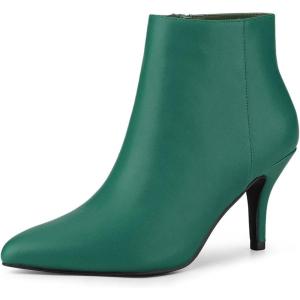 imageAllegra K Womens Pointed Toe Zipper Stiletto Heel Ankle BootsGreen