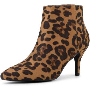 imageAllegra K Womens Pointed Toe Zipper Stiletto Heel Ankle BootsLeopard