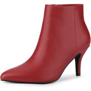 imageAllegra K Womens Pointed Toe Zipper Stiletto Heel Ankle BootsRed