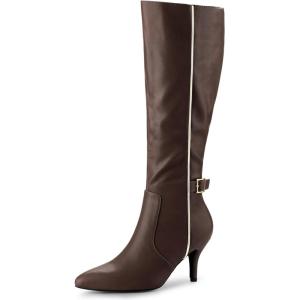 imageAllegra K Womens Pointy Toe Buckle Stiletto Heel Knee High BootsCoffee