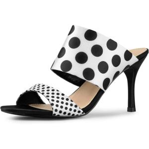 imageAllegra K Womens Polka Dots Stiletto Heel Slides SandalsBlack