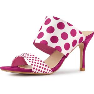 imageAllegra K Womens Polka Dots Stiletto Heel Slides SandalsHot Pink
