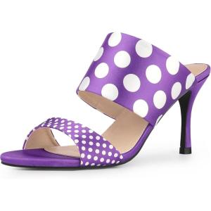 imageAllegra K Womens Polka Dots Stiletto Heel Slides SandalsPurple