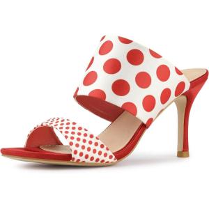 imageAllegra K Womens Polka Dots Stiletto Heel Slides SandalsRed