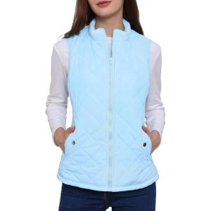 imageAllegra K Womens Puffer Vest Stand Collar Lightweight Gilet Quilted Zip VestBaby Blue