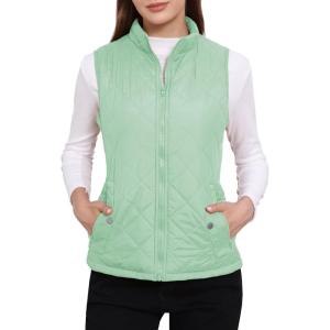 imageAllegra K Womens Puffer Vest Stand Collar Lightweight Gilet Quilted Zip VestDusty Green