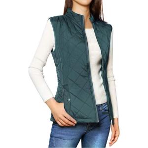 imageAllegra K Womens Puffer Vest Stand Collar Lightweight Gilet Quilted Zip VestForest Green