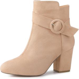 imageAllegra K Womens Round Toe Block Heel Nude Ankle Booties 10 M US