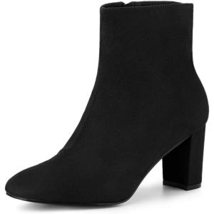 imageAllegra K Womens Side Zip Chunky Heels Ankle BootsBlack