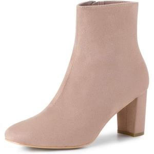 imageAllegra K Womens Side Zip Chunky Heels Ankle BootsDust Pink