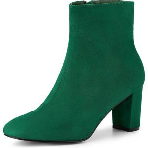 imageAllegra K Womens Side Zip Chunky Heels Ankle BootsEmerald Green
