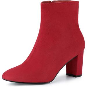 imageAllegra K Womens Side Zip Chunky Heels Ankle BootsRed