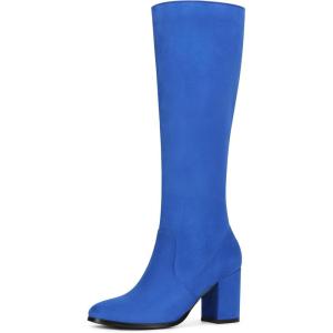 imageAllegra K Womens Side Zipper Chunky Heel Knee High BootsRoyal Blue