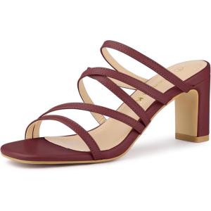 imageAllegra K Womens Strappy Block Heels Slide Heel SandalsBurgundy