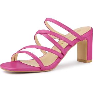 imageAllegra K Womens Strappy Block Heels Slide Heel SandalsHot Pink