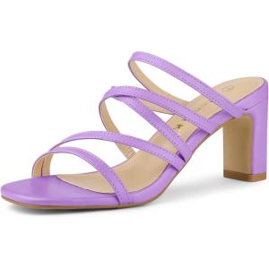imageAllegra K Womens Strappy Block Heels Slide Heel SandalsPurple