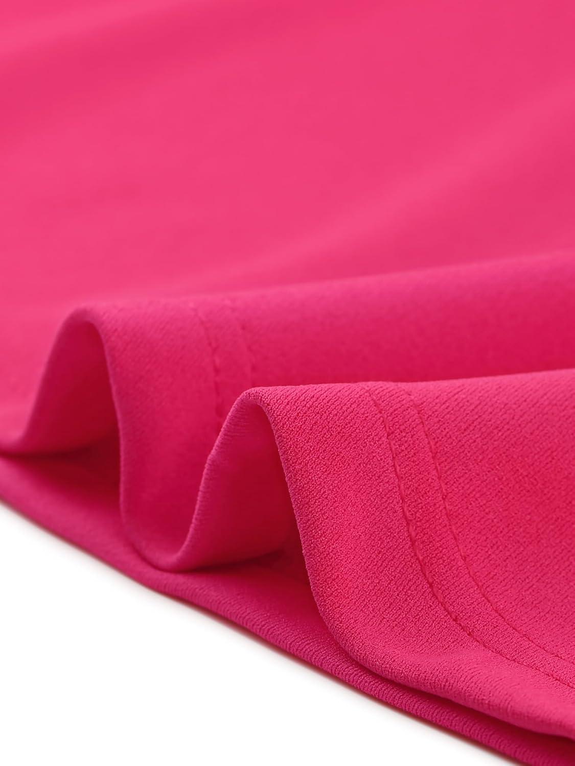 imageAllegra K Cocktail Party Dress for Womens Sheer Mesh Panel Long Sleeve Mini ALine DressesHot Pink