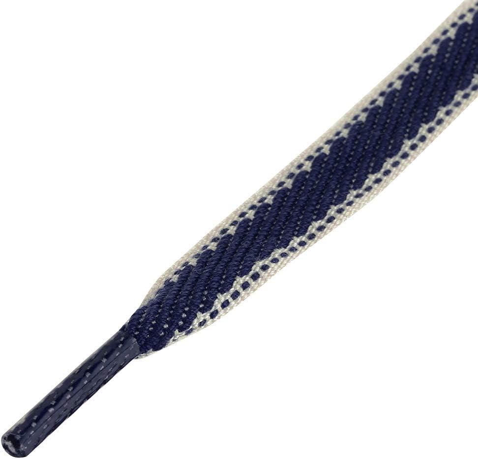 imageAllegra K Flat Shoelaces Canvas Color Contrast Trim Stripe Shoe Strings for Sneakers Athletic 2 PairsBlue White