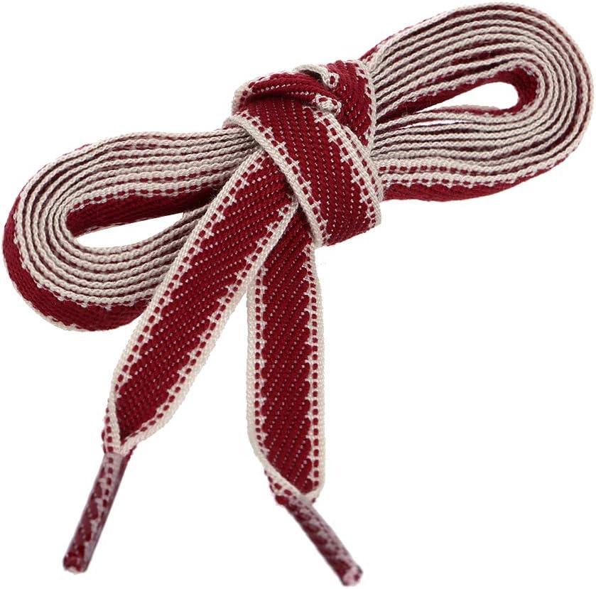 imageAllegra K Flat Shoelaces Canvas Color Contrast Trim Stripe Shoe Strings for Sneakers Athletic 2 PairsRed White