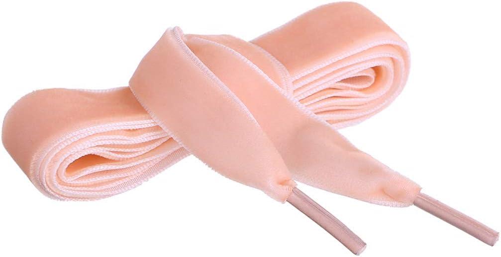 imageAllegra K Flat Velvet Shoelaces 06 Inches Wide Ribbon Shoe Laces Strings for Sneakers Shoes BootsLight Coral Color