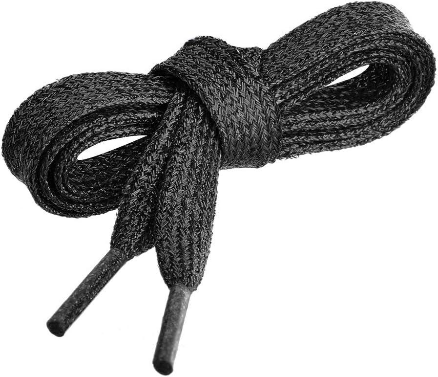 imageAllegra K Glitter Shiny Metallic Sparkling Shimmery Flat Sneakers Shoelace Shoe Laces StringsBlack