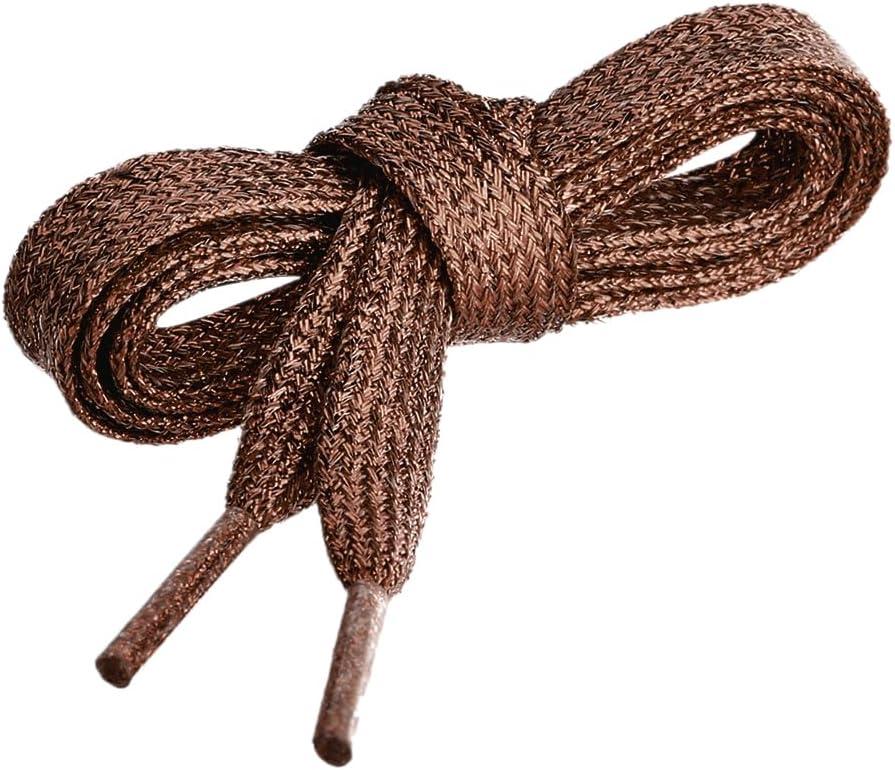 imageAllegra K Glitter Shiny Metallic Sparkling Shimmery Flat Sneakers Shoelace Shoe Laces StringsCoffee