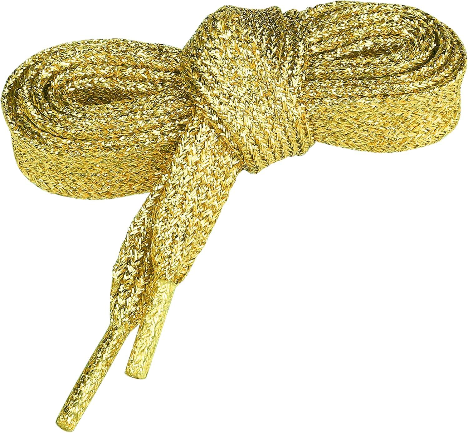 imageAllegra K Glitter Shiny Metallic Sparkling Shimmery Flat Sneakers Shoelace Shoe Laces StringsDark Gold