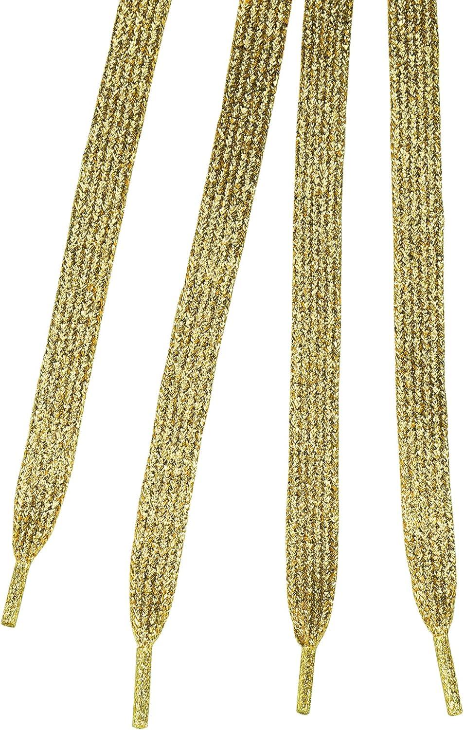 imageAllegra K Glitter Shiny Metallic Sparkling Shimmery Flat Sneakers Shoelace Shoe Laces StringsDark Gold