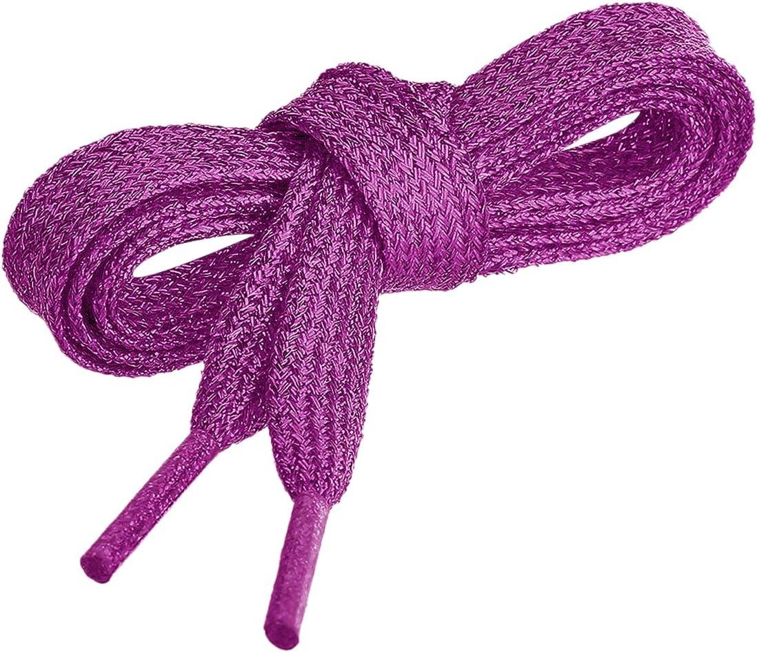 imageAllegra K Glitter Shiny Metallic Sparkling Shimmery Flat Sneakers Shoelace Shoe Laces StringsFuchsia