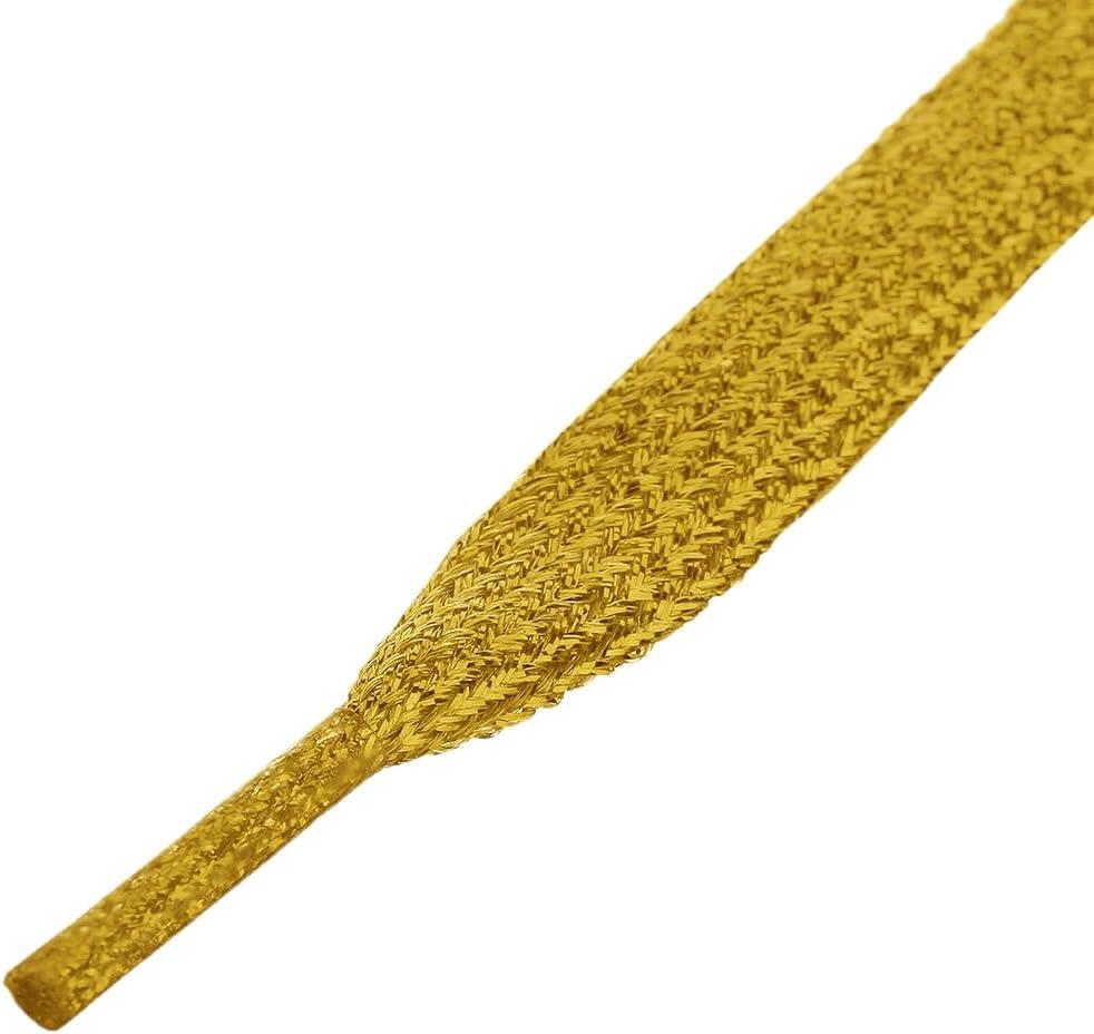 imageAllegra K Glitter Shiny Metallic Sparkling Shimmery Flat Sneakers Shoelace Shoe Laces StringsGold