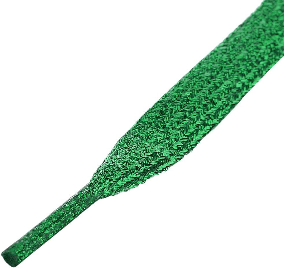 imageAllegra K Glitter Shiny Metallic Sparkling Shimmery Flat Sneakers Shoelace Shoe Laces StringsGreen
